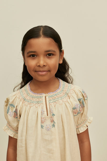 Verna Smock Dress, Cream