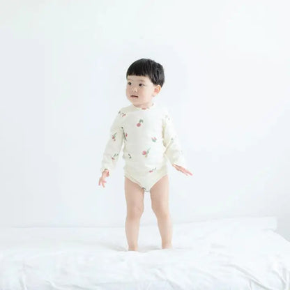 Organic Cotton Long Sleeve Onesie, Berry Garden