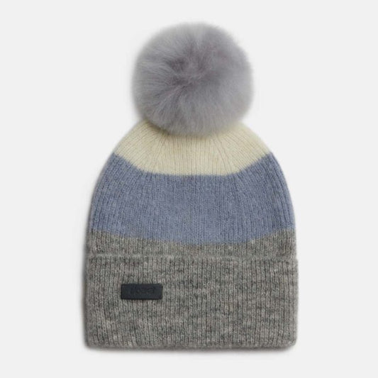 Alpaka Kids Hat with Colour Play with Pom, Dusty Blue