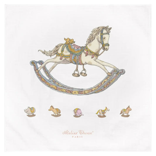 Atelier Choux Paris Organic Cotton Carrés, Rocking Horse