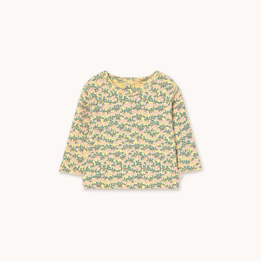Mini Apples Aop Rib Baby Tee, Mellow Yellow