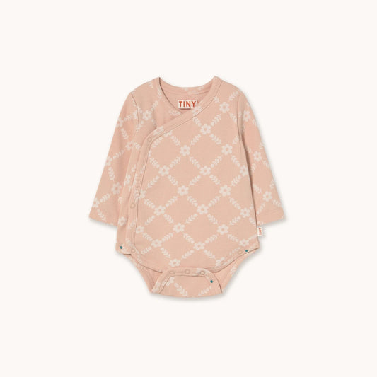 Flower Grid Rib Crossed Body, Light Pink