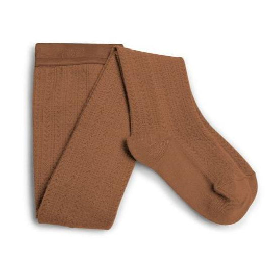 Angélique Pointelle Merino Wool Tights, Caramel au Beurre Salé