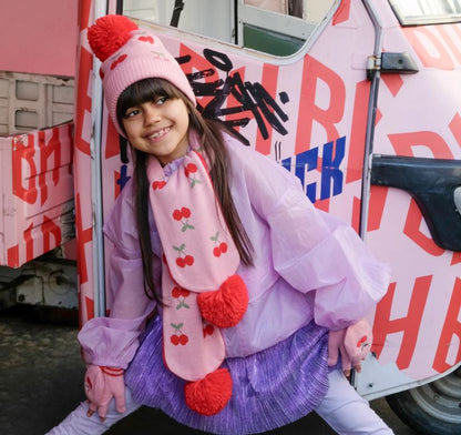 Cheerful Cherry Knitted Scarf