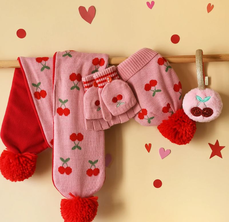 Cheerful Cherry Knitted Scarf