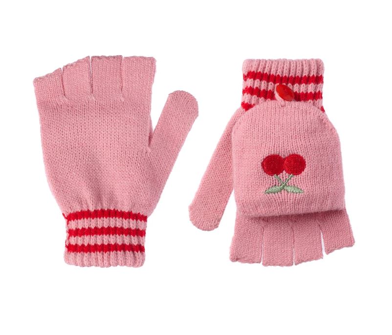 Cheerful Cherry Knitted Gloves