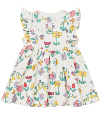 Baby Girl Floral Print Cap-Sleeve Dress, White