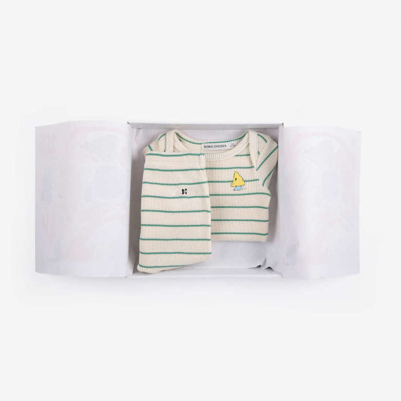 Mush Monster Striped Gift Set, Offwhite
