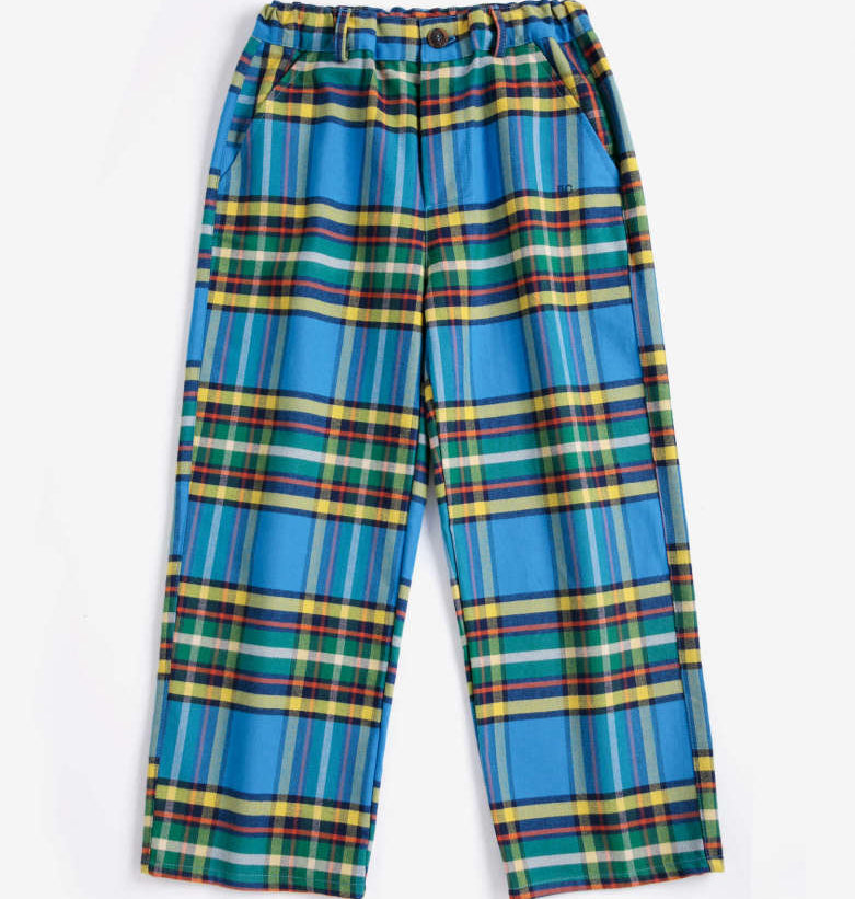 Tartan all over woven pants, Blue