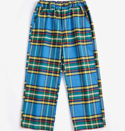 Tartan all over woven pants, Blue
