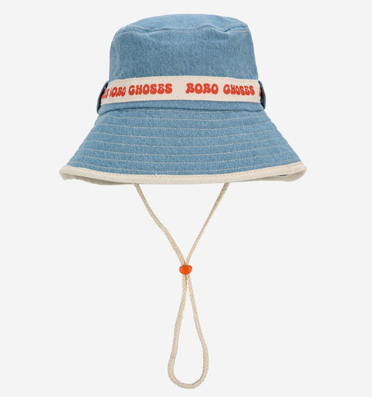 Bobo Choses Light Denim Bucket Hat, Light Blue