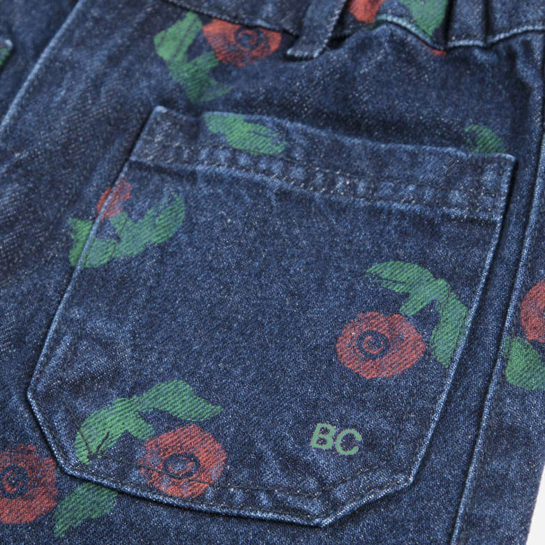Stamp Bloom all over denim pants, Navy Blue