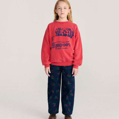 Stamp Bloom all over denim pants, Navy Blue