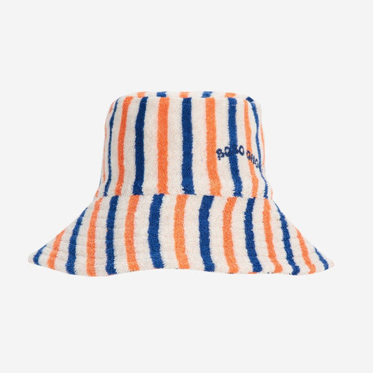 Bobo Choses Stripes Terry Cloth Bucket Hat, Off White