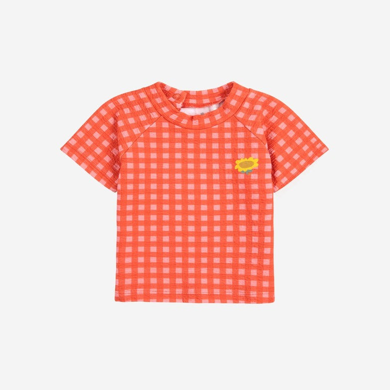 Vichy Swim T-shirt, Coral Pink