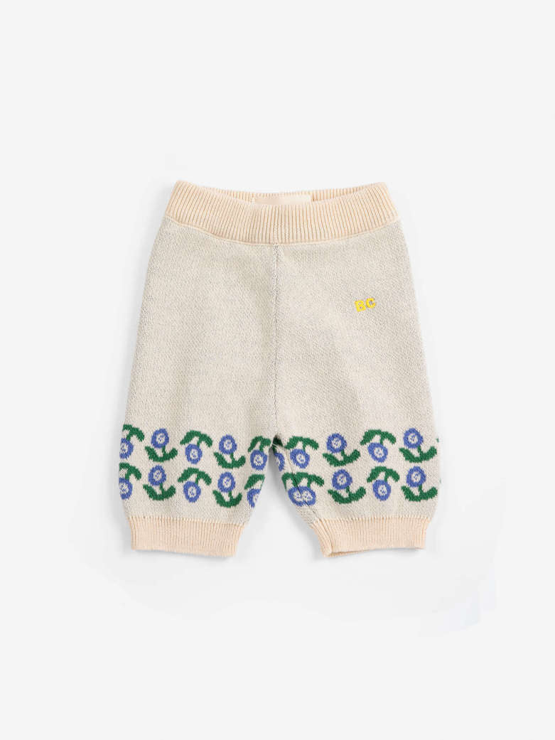 Stamp Bloom Knitted Pants, Offwhite