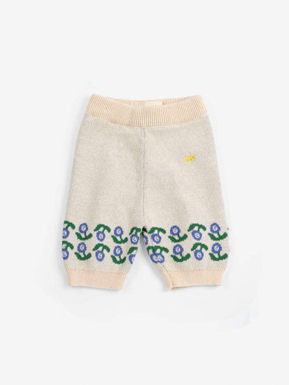 Stamp Bloom Knitted Pants, Offwhite