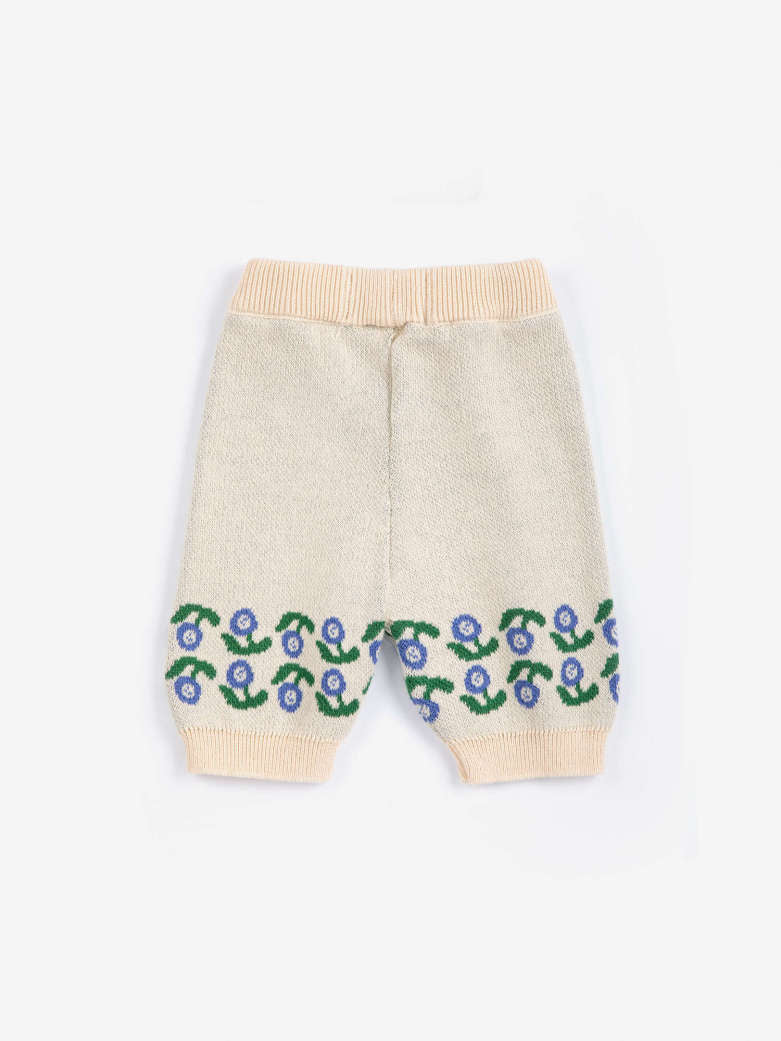 Stamp Bloom Knitted Pants, Offwhite