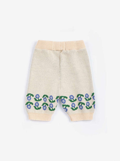 Stamp Bloom Knitted Pants, Offwhite
