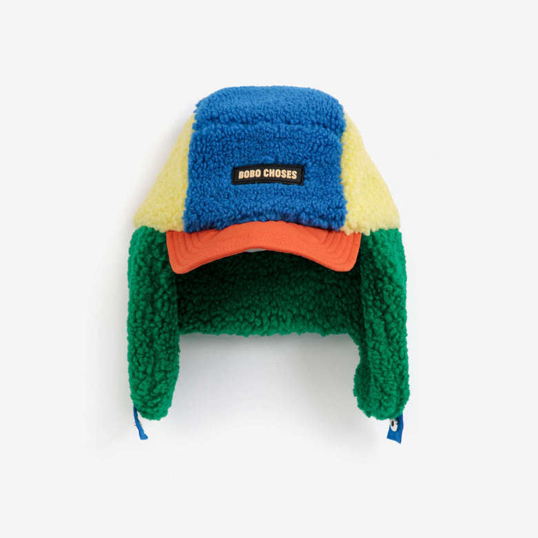 Bobo Choses Color Block Sheepskin Chapka, Multicolour