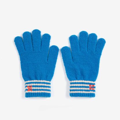 Bobo Choses Stripes Knitted Gloves, Blue