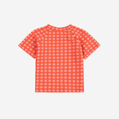 Vichy Swim T-shirt, Coral Pink