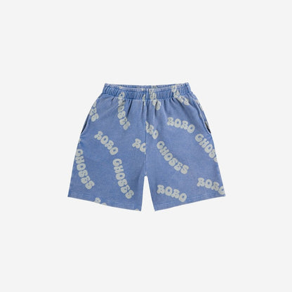 Wavy Bobo Choses all over Waffle Bermuda Shorts, Blue