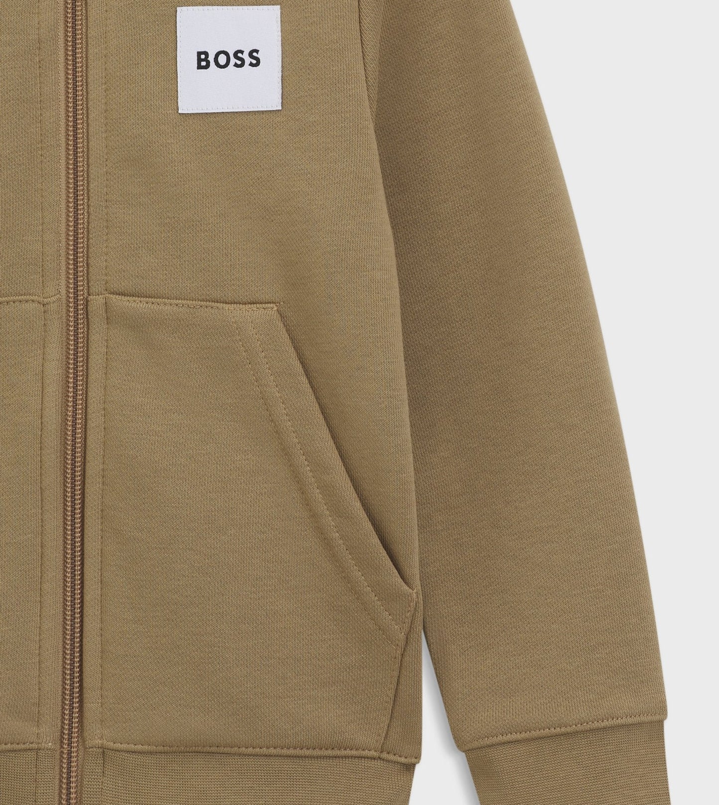 BOSS Boy Zip-up Hoodie with Logo, Dark Stone