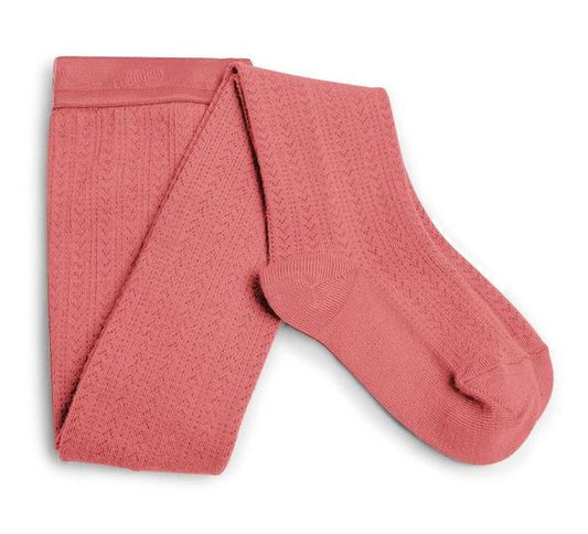 Angélique Pointelle Merino Wool Tights, Rose Litchi