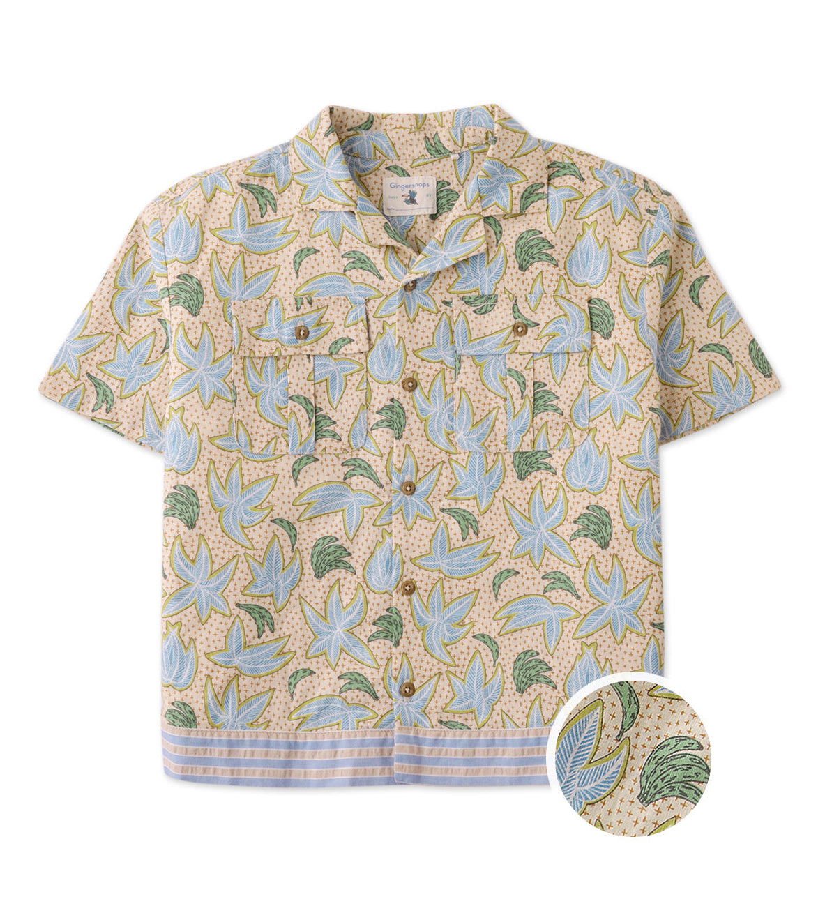 Baby Mo Palms & Bananas Panaman Shirt & Shorts Set, Multicolor