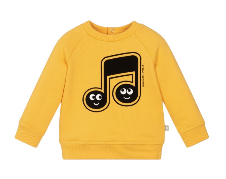 Baby Boy Sweatshirt with Musical Note Patch, Yellow