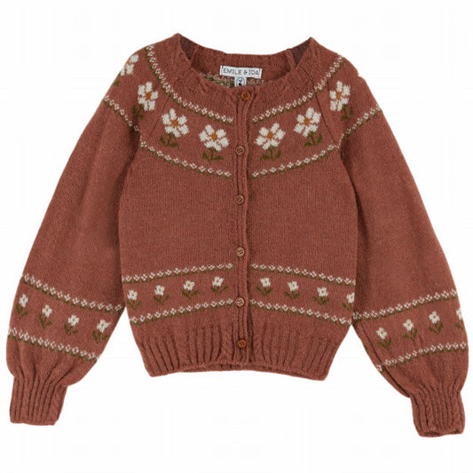 Rosewood Daisy Jacquard Cardigan, Violine