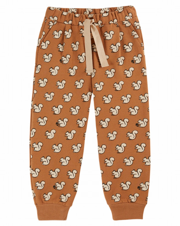 Caramel Organic Cotton Squirrel Joggers, Pecan