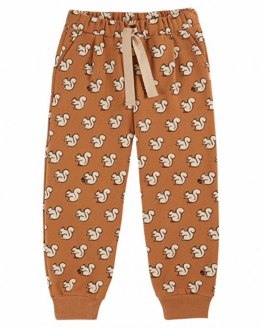 Caramel Organic Cotton Squirrel Joggers, Pecan