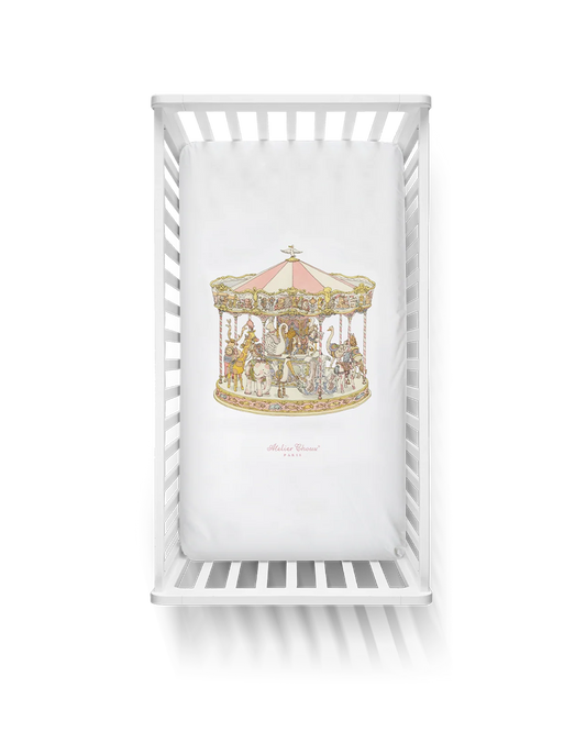 Atelier Choux Paris Carousel Crib Fitted Sheet, Pink