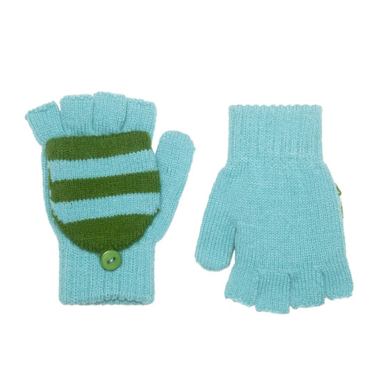Cozy Striped Knitted Gloves, Green