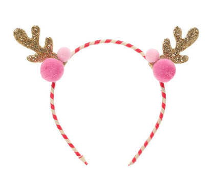 Stripy Pom Pom Reindeer Headband