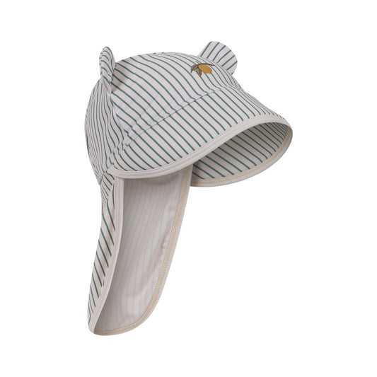 Aster Bear Sun Hat, Tea Stripe