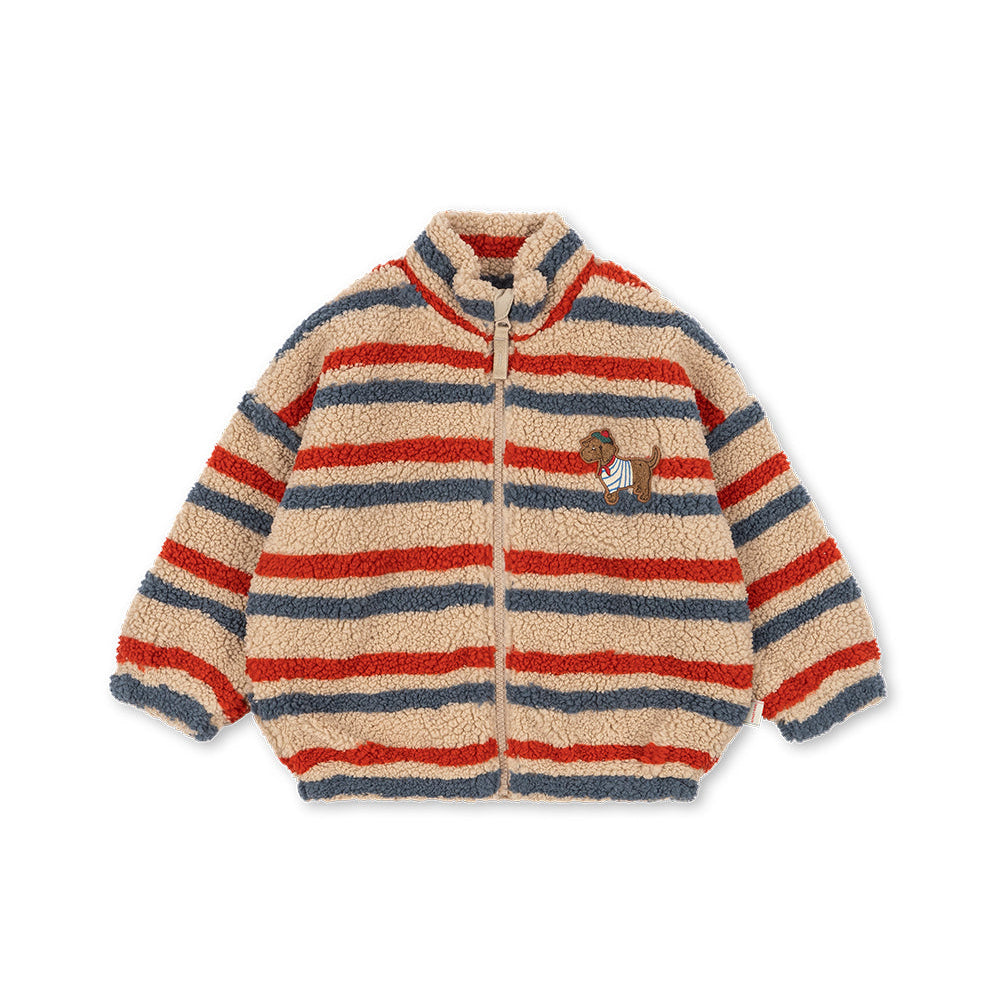 Jody Embroidery Teddy Jacket, Tangerine Stripe
