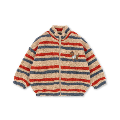 Jody Embroidery Teddy Jacket, Tangerine Stripe