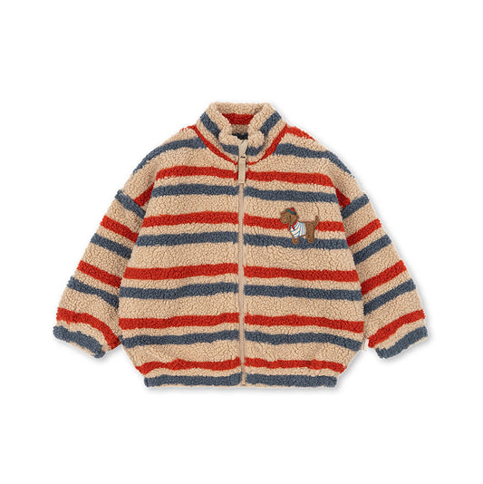 Jody Embroidery Teddy Jacket, Tangerine Stripe