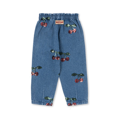 Magot Sequin Frill Pants GOTS, Cherry Sequin