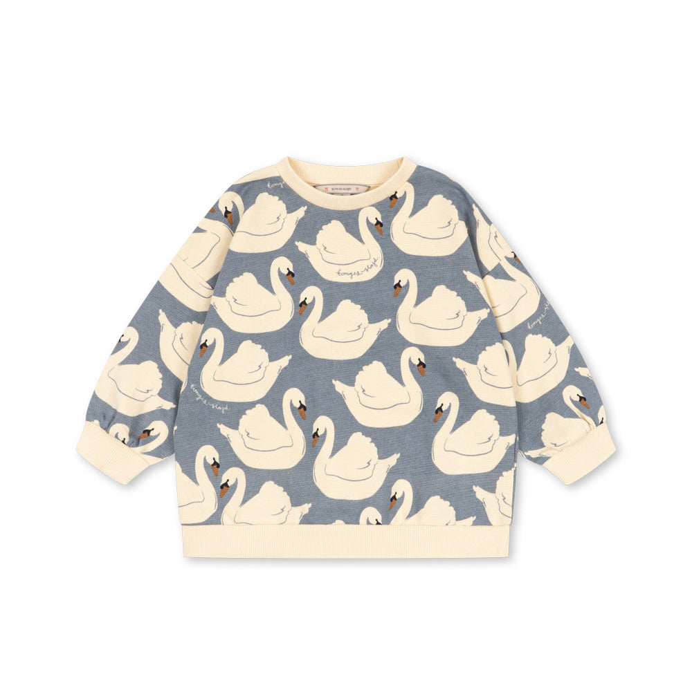 Loupy Print Sweat Shirt GOTS, Swan