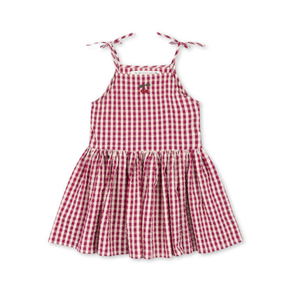 Isotta Dress GOTS, Rasberry Check