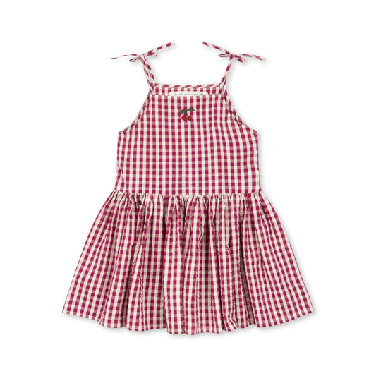 Isotta Dress GOTS, Rasberry Check