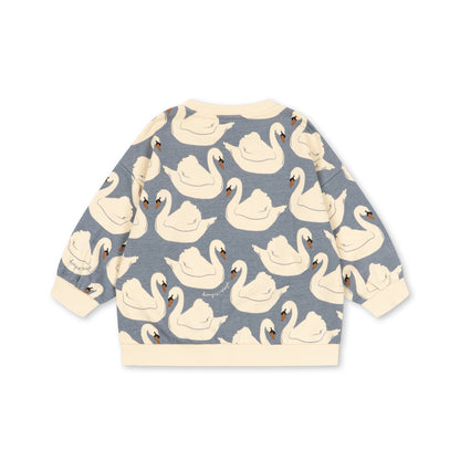 Loupy Print Sweat Shirt GOTS, Swan