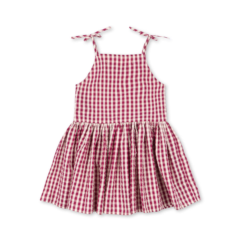 Isotta Dress GOTS, Rasberry Check