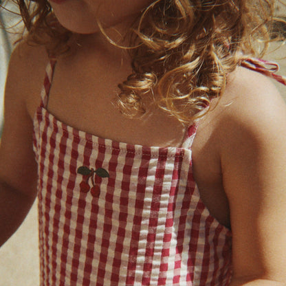 Isotta Dress GOTS, Rasberry Check