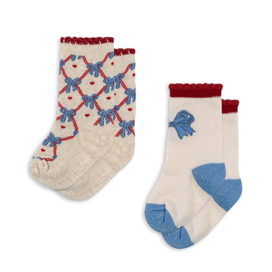 2 Pack Jaquard Bow Socks, Bow Mix