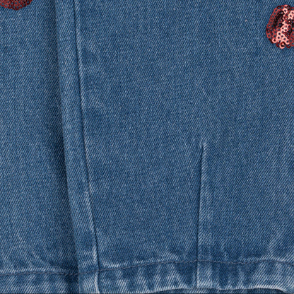 Magot Sequin Frill Pants GOTS, Cherry Sequin
